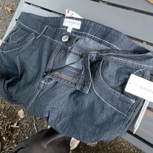 NWT Sag Harbor Dark Denim blue Jeans 24W Plus Cotton Elastane 5 Pockets Zipper